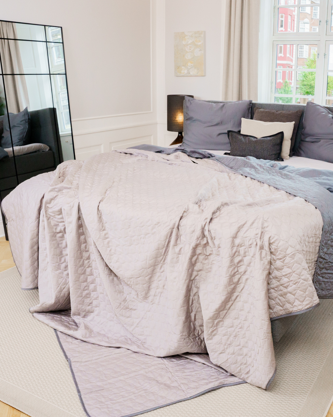 Bambus sengetæppe | Dark grey/light grey