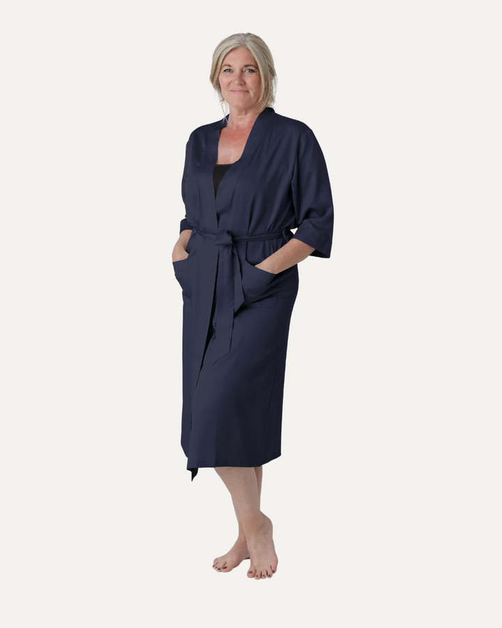 Bambus kimono | Lang damemodel | Navy blue